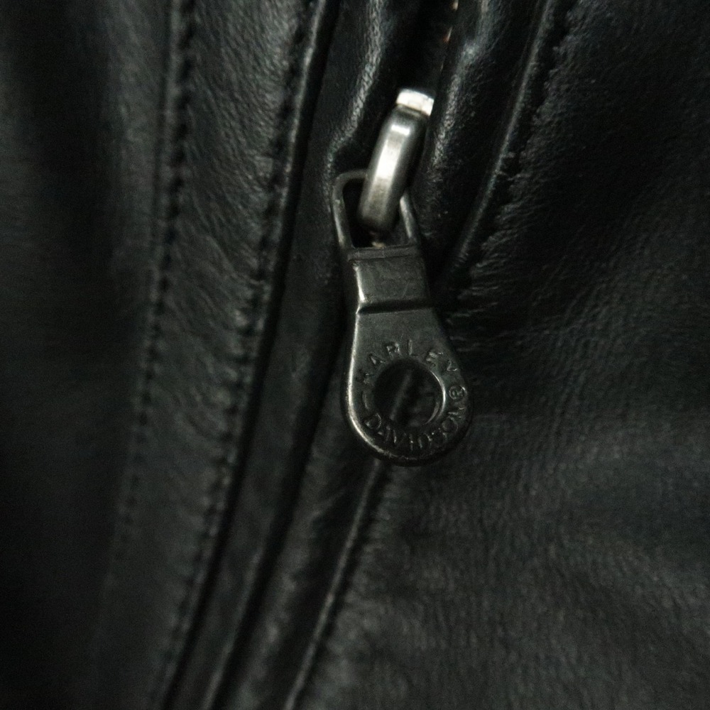 Harley Davidson Jacket Mens Medium Black Leather Bar Shield Quilt Lined Biker - Picture 8 of 15
